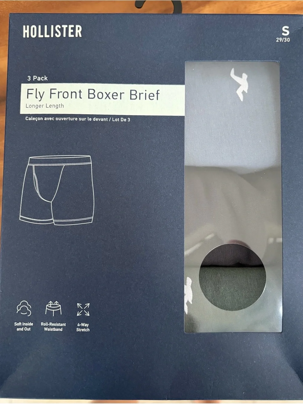Hollister Men's 3-Pack Fly Front Boxer Briefs - Light Blue, Dark Gray, Olive